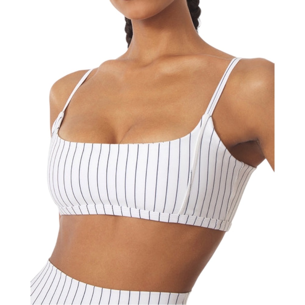WEWOREWHAT Black White Striped Soft Bra Sz XL Cami Pinstripe Brushed Poly